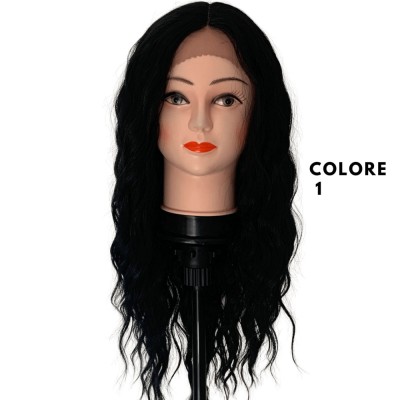 Ser Mulher Audrey Wig Colore 1 Black, parrucca in termofibra, capelli lisci con frangia, lunghezza media - 150 gr