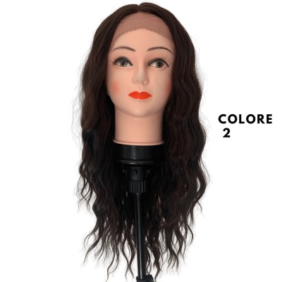 Ser Mulher Audrey Wig Colore 2 Natural Black, parrucca in termofibra, capelli lisci con frangia, lunghezza media - 150 gr