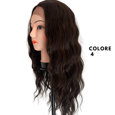 Ser Mulher Audrey Wig Colore 4 Dark Brown, parrucca in termofibra, capelli lisci con frangia, lunghezza media - 150 gr