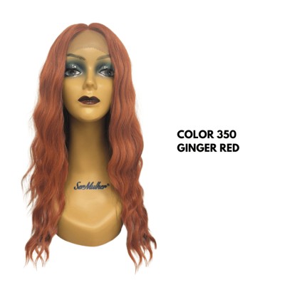 Ser Mulher Audrey Wig Colore 350 Ginger Red, parrucca in termofibra, capelli lisci con frangia, lunghezza media - 150 gr