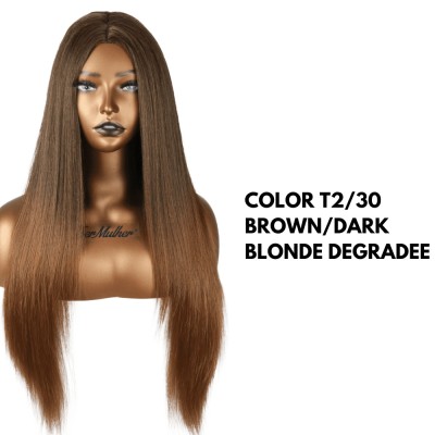 Ser Mulher Annabelle Wig Colore T2/30 Brown Dark Blonde Degradee, parrucca in termofibra, capelli lisci lunghi - 235 gr