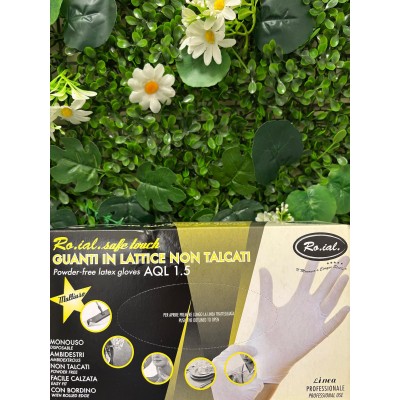 Roial - guanti bianchi in lattice non talcati "Safe touch" 100 pezzi
MISURA "L"