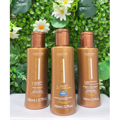 Brasil Cacau Mini Kit Eco Keratin - Shampoo Antiresidue + 1 Deep Conditioner + 1 Eco Keratin 3x100 ml