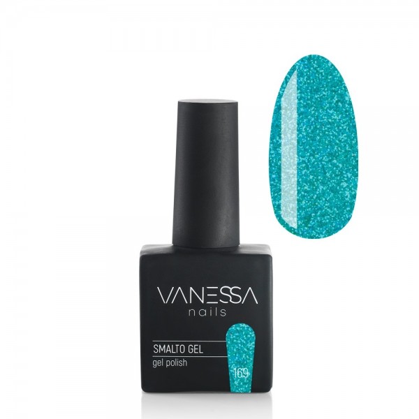 Vanessa Smalto Gel Semipermanente Blu Glitter 8 ml n.169