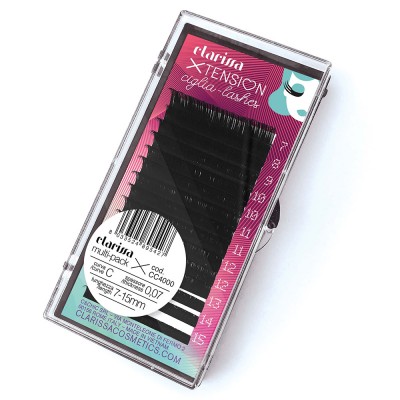 Extension ciglia "one by one" multipack, curva c, lunghezza 7-15 mm, spessore 0,10. confezione da 12 linee