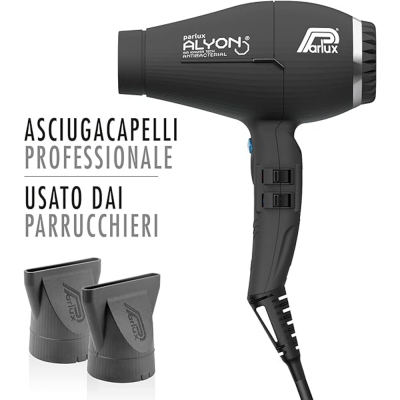PArlux asciugacapelli professionale Alyon air ionizer tech - 2250 w. Colore nero opaco.