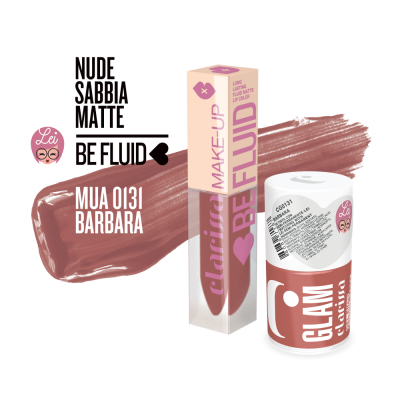 Be Fluid rossetto liquido coprente in tinta con smalto C Glam Nude Sabbia Matte - Barbara