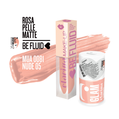 Clarissa Be fluid Lip color rossetto liquido coprente - Nude 05 Rosa Pelle Matte