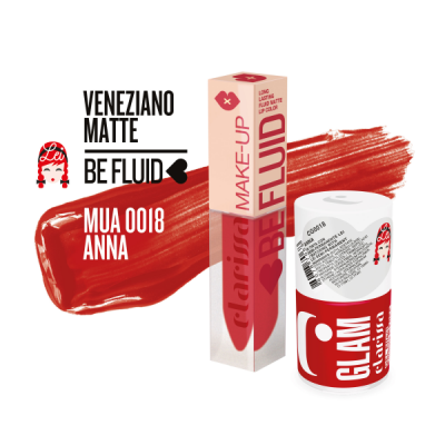 Rossetto liquido be fluid red colllection lip color Anna - Veneziano. n. MUA 0018.