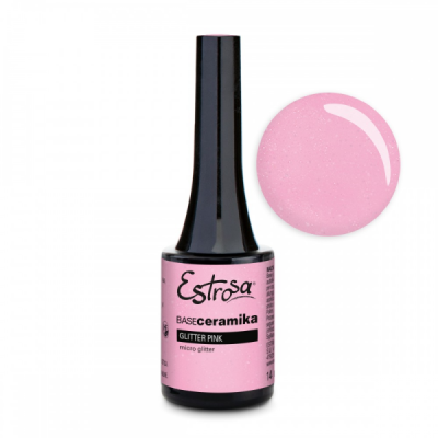 Estrosa base gel builder ceramika glitter pink - 14 ml