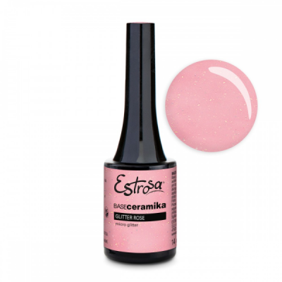 Estrosa base gel builder ceramika glitter rose - 14 ml