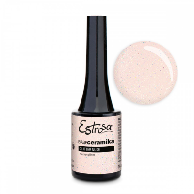 Estrosa base ceramika gel builder - glitter nude con micro glitter e flakes 14 ml