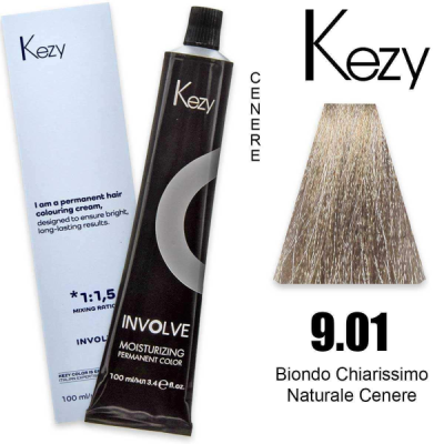 Kezy Involve Color colorazione permanente in crema 9.01 - Biondo Chiarissimo Naturale Cenere 100 ml